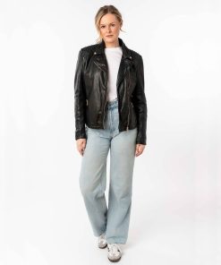 Alternative view of Cazadora de piel corta mujer .